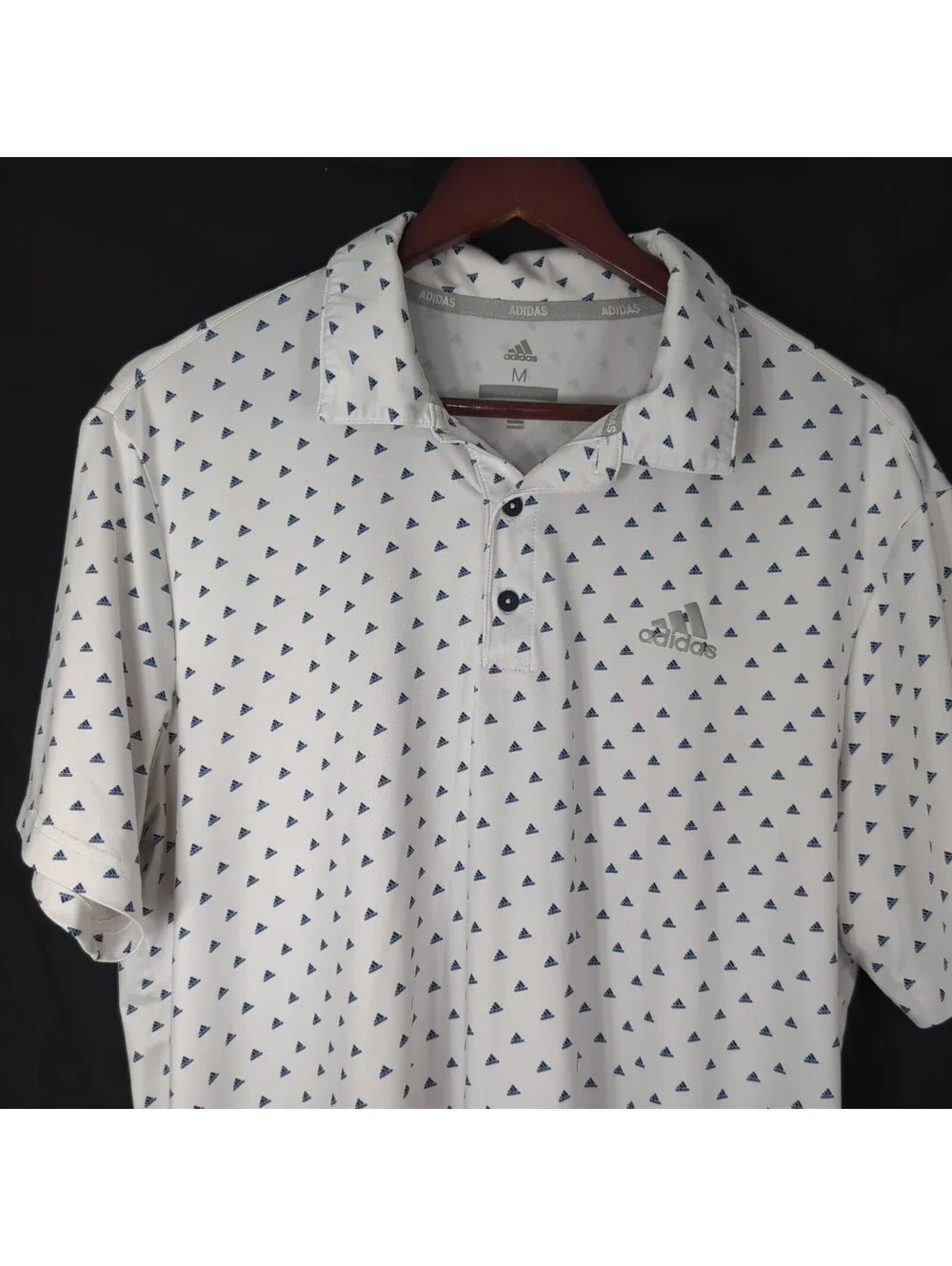 Adidas Golf Shirt Mens Medium M White Ultimate365 Triangle Logo Polo Short Sleev